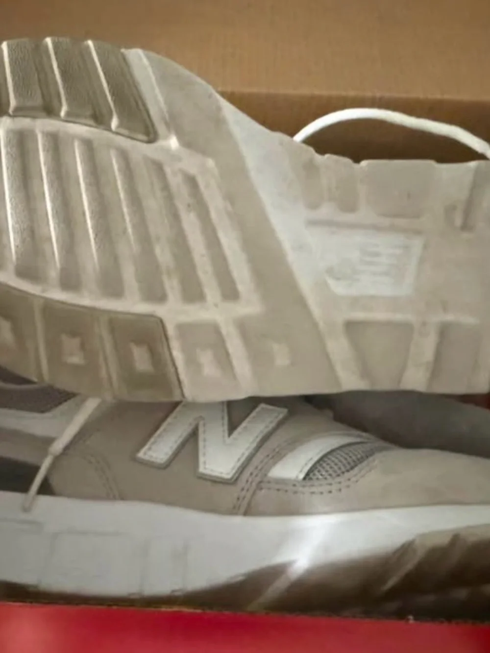New Balance White Leather Sneakers with Gray Trim